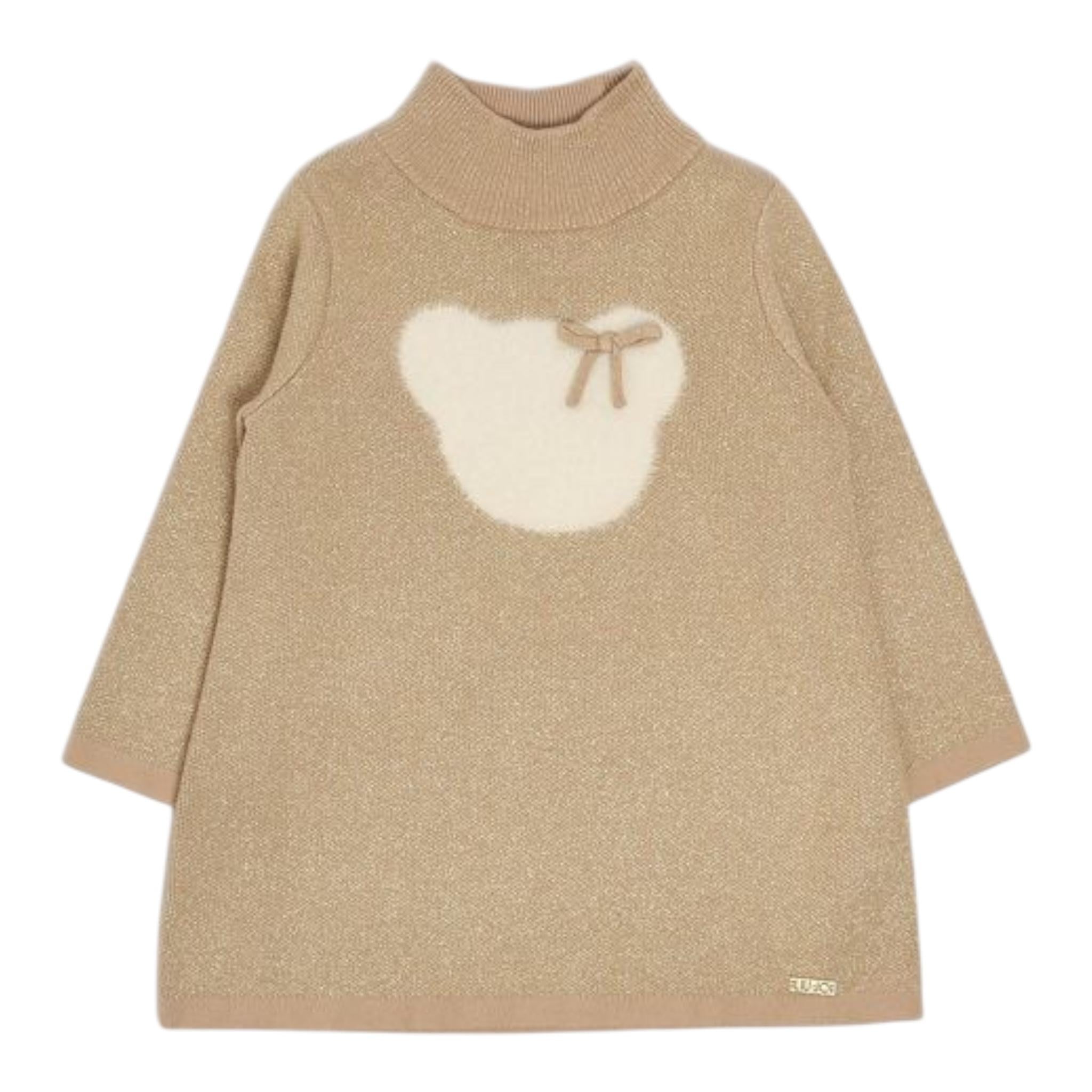 LIU JO abito tinta unita mezzo collo con stampa Sabbia per Bambina KF4071MA07E SABBIA LIU JO 