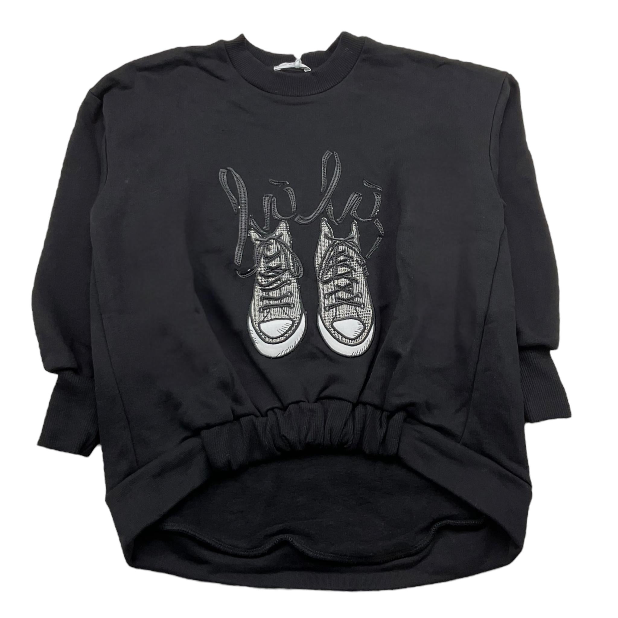 LU LU BY MISS GRANT felpa tinta unita con stampa Nero per Bambina LL3035X NERO LU LU BY MISS GRANT 