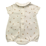 Tartine Et Chocolat Plain Cream Half Sleeve Romper For Newborn