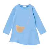LIU JO abito in felpa girocollo tinta unita con stampa Azzurro per Bambina KF4070 AZZURRO LIU JO 