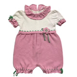Light Colors Two-Tone White/Pink Half Sleeve Romper For Baby Girl