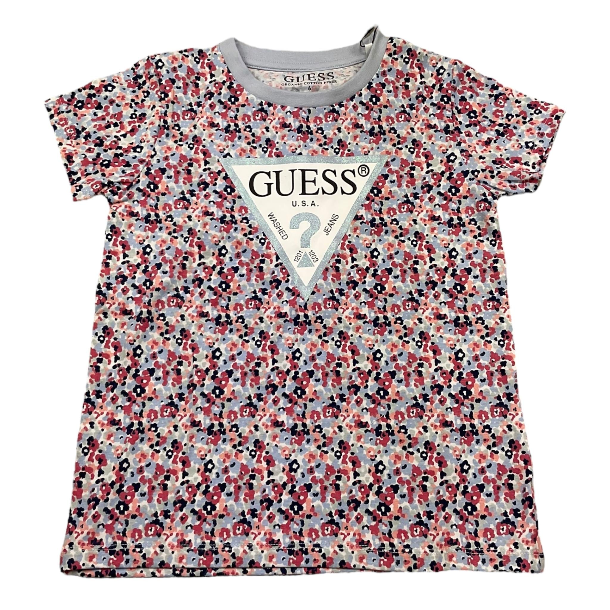 Guess T-Shirt Girocollo Tinta Unita con Stampa per Bambina K5RI15K6YW4 BIANCO GUESS 