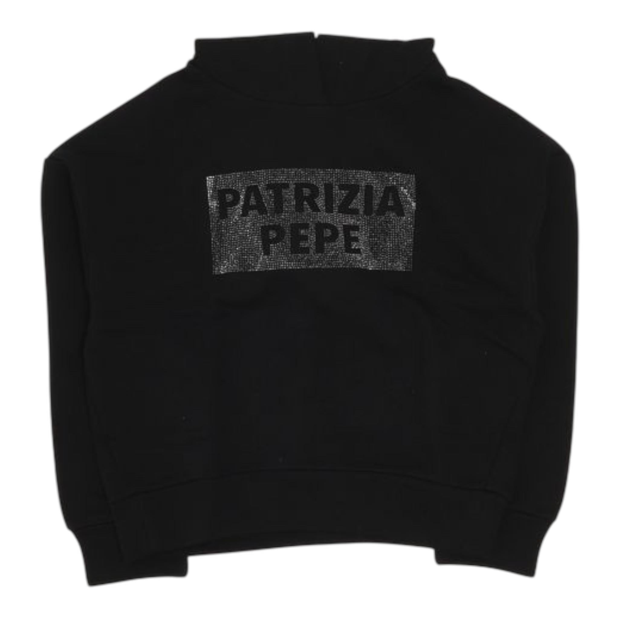 PATRIZIA PEPE felpa chiusa con cappuccio tinta unita con brillantini Nero per Bambina 7M0830X NERO PATRIZIA PEPE 