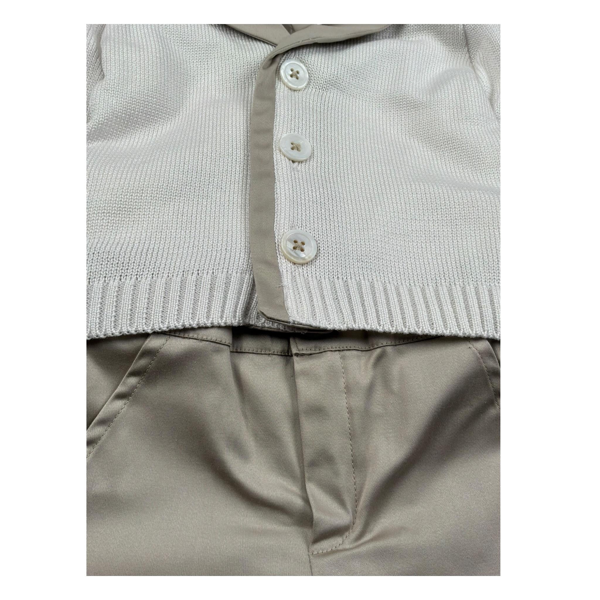 Pure Firenze Completo 4 Pezzi Camcia-Pantalone-Cardigan-Papillon Panna per Neonato 7665 PANNA PURE FIRENZE 