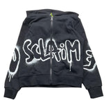 Disclaimer Black Zip Up Printed Hoodie for Boys