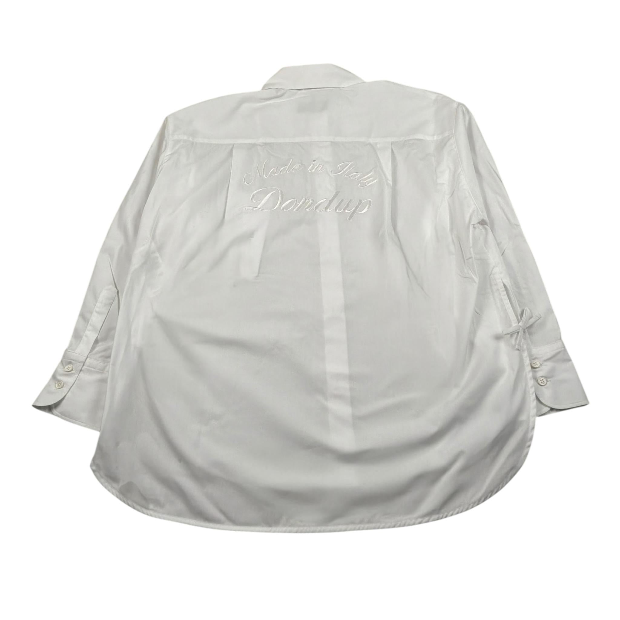 Dondup Camicia Manica Lunga Tinta Unita con Ricamo Logo per Bambina DFCA037XX BIANCO DONDUP 