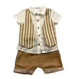 Barcellino Complete 2 Piece Shirt-Bermuda White/Beige For Newborn
