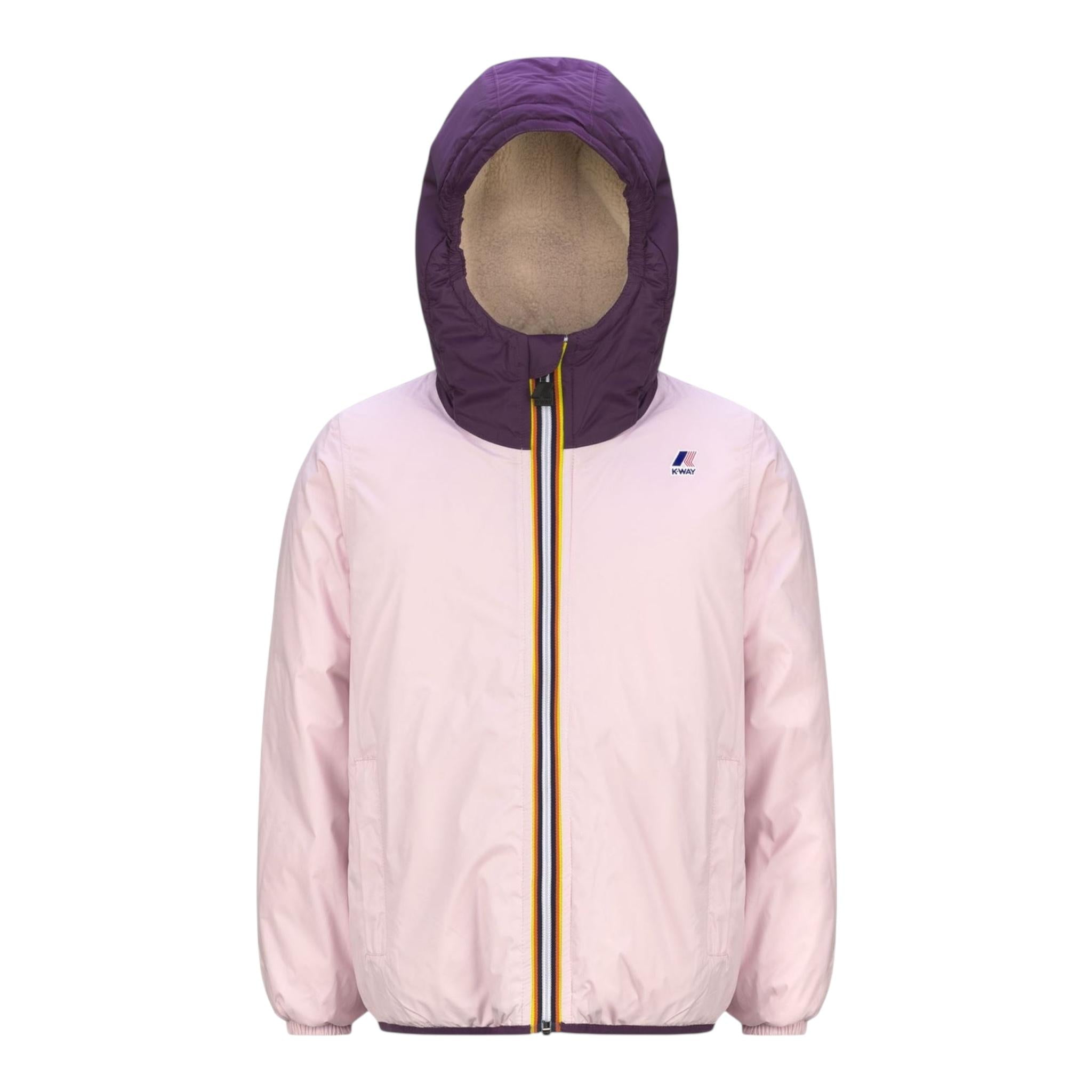 K-WAY giubbino tinta unita con cappuccio in contrasto Rosa per Bambina K6115FWXXX ROSA K-WAY 
