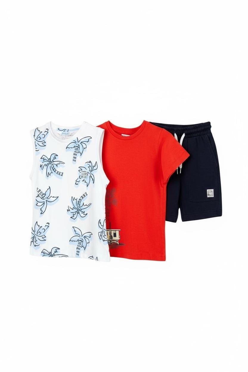 Mayoral Completo 3 Pezzi Canotta-T-Shirt-Bermuda per Bambino 3606 ROSSO MAYORAL 