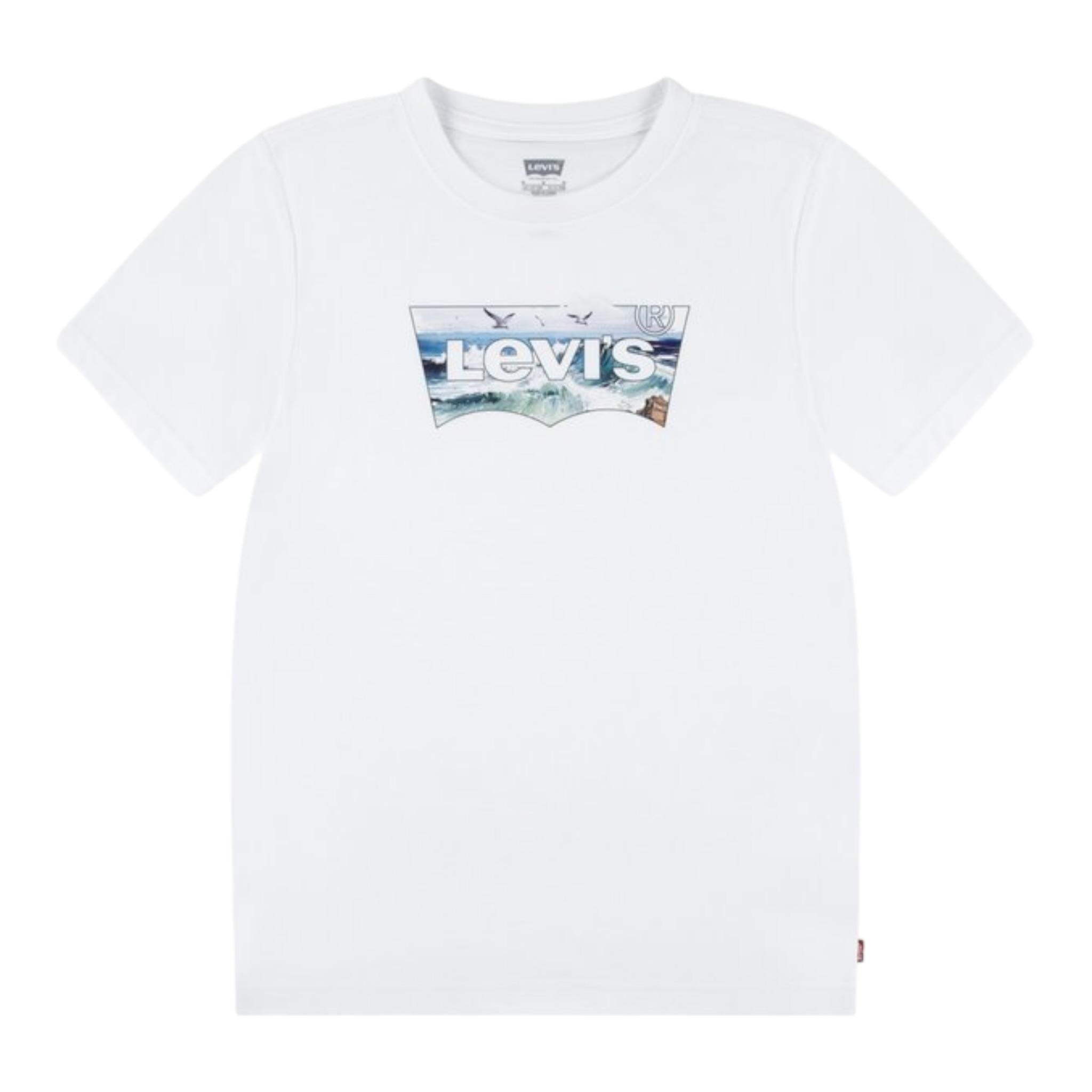 Levi'S T-Shirt Girocollo Tinta Unita con Logo per Bambino 9EM650 BIANCO LEVI'S 