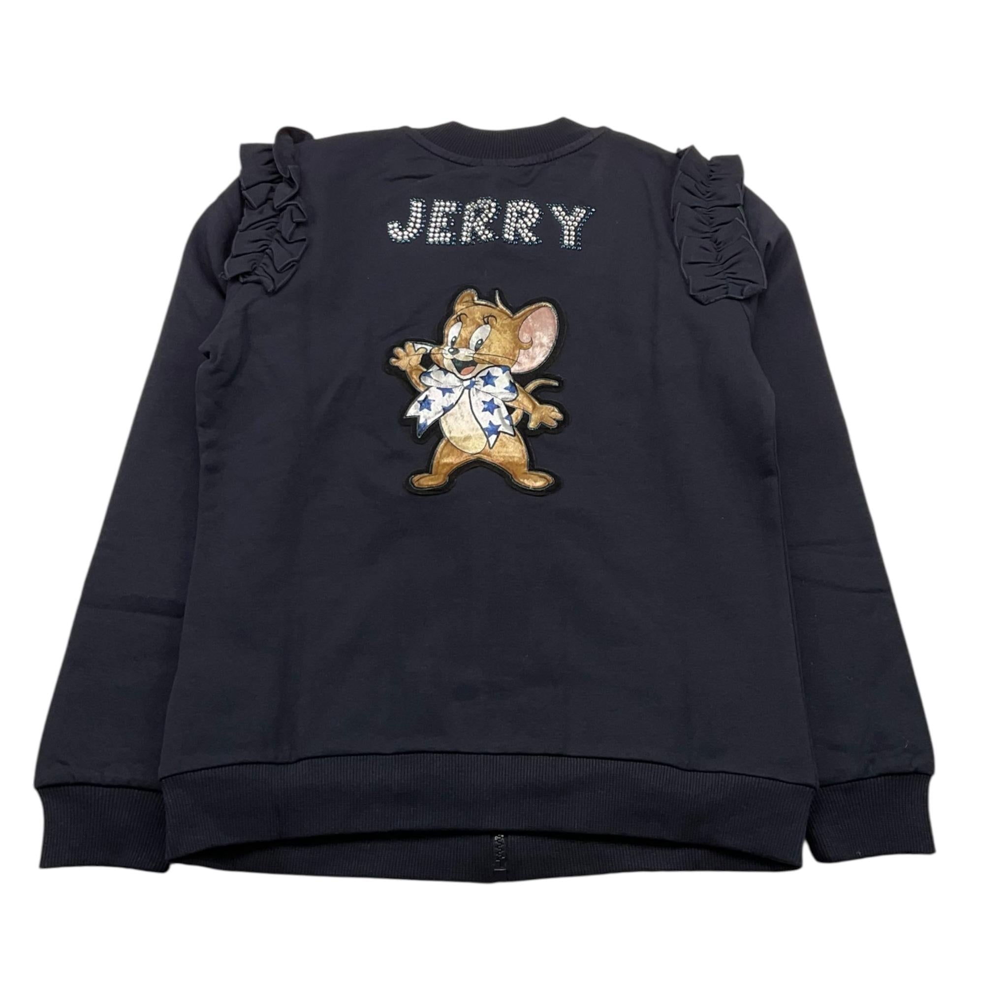 MONNALISA felpa con zip tinta unita con stampa Blu per Bambina 194806RK BLU MONNALISA 