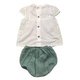 Babidu 2 Piece Set Shirt-Pants White/Green For Baby Girl
