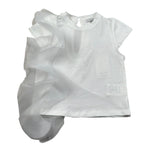 M+E' T-Shirt Girocollo Tinta Unita con Tulle per Bambina UE1768 BIANCO M+E' 