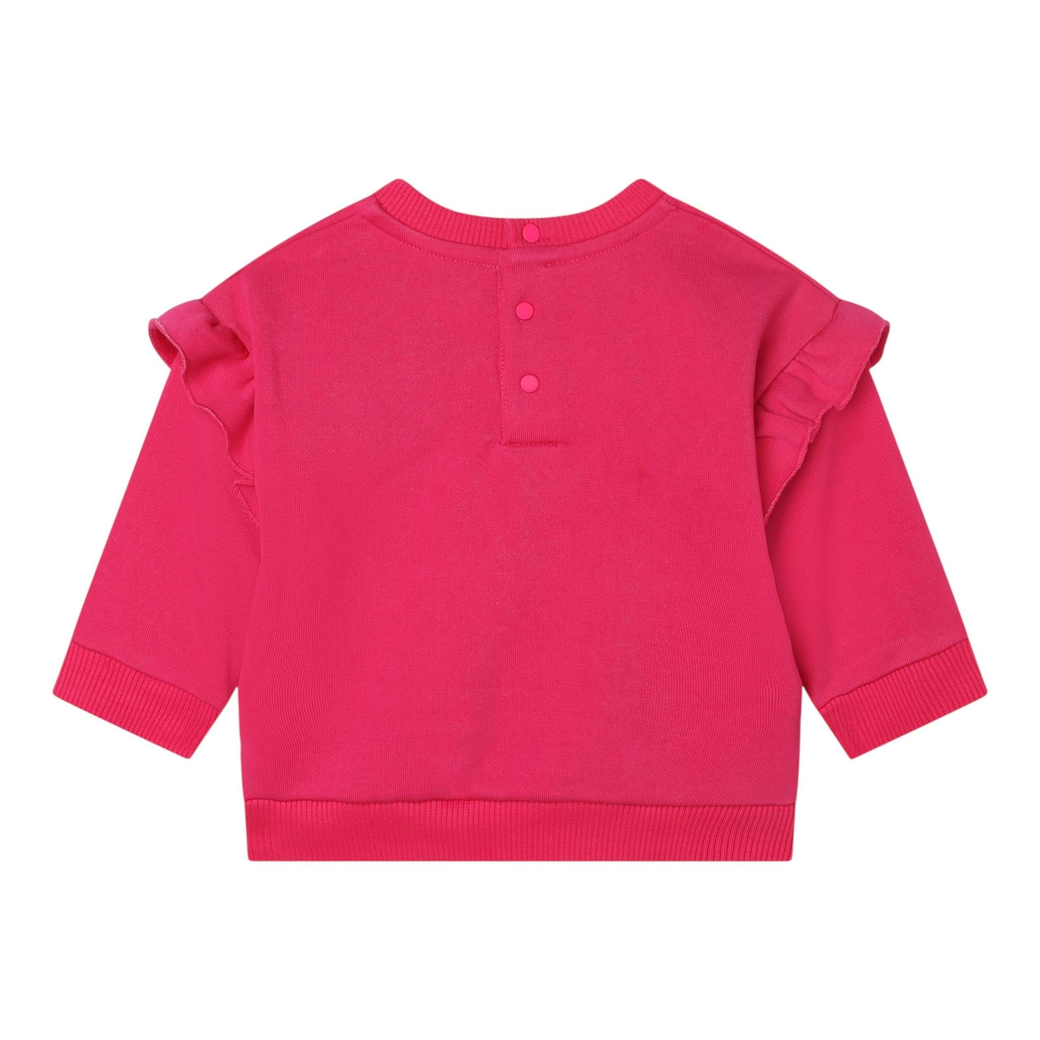 GIVENCHY felpa chiusa girocollo tinta unita con stampa paillettata Fuxia per Neonata H05287 FUXIA GIVENCHY 