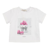 Twinset Solid Color Crew Neck T-Shirt With White Print For Girls