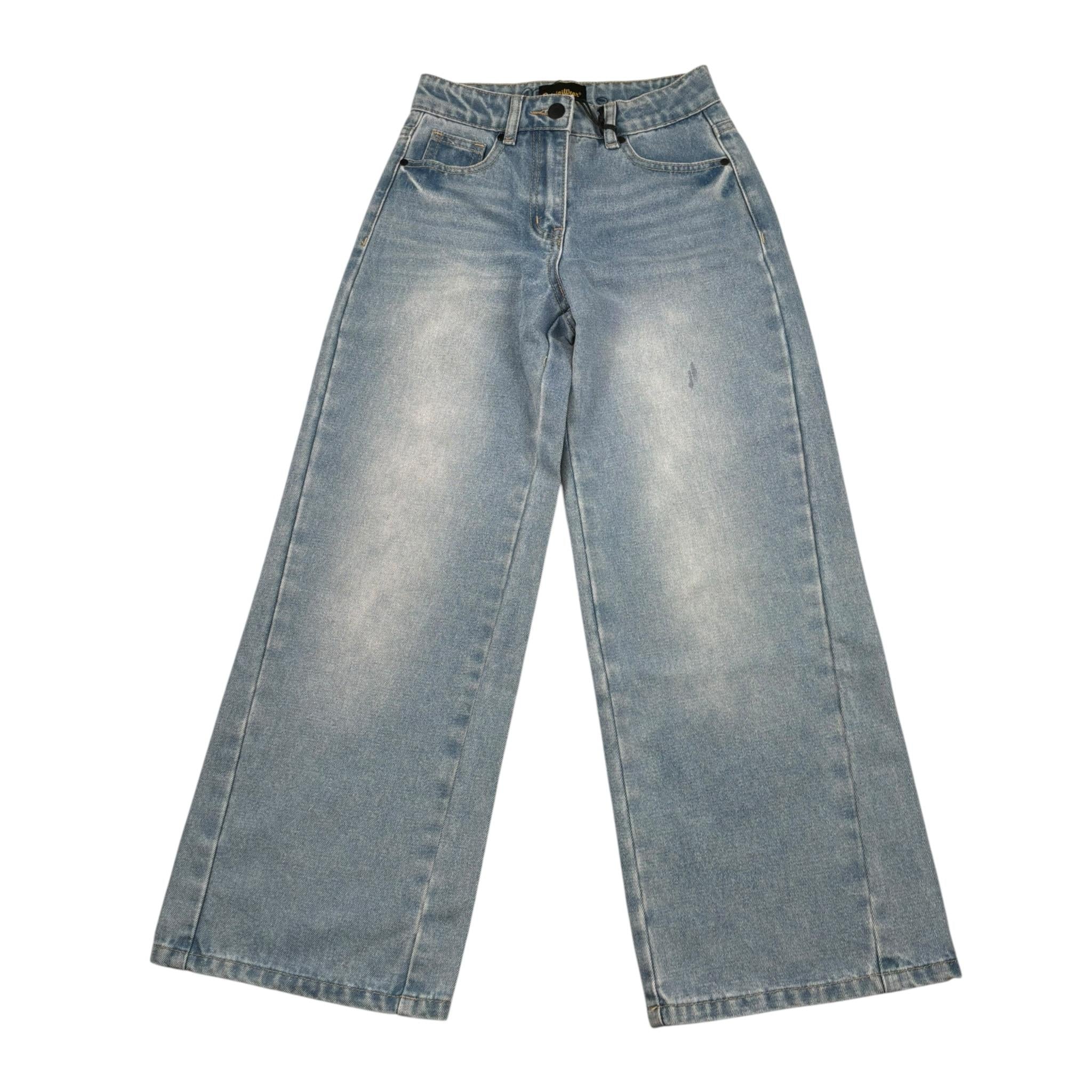 Refrigiwear Jeans Tinta Unita Modello Palazzo per Bambina 320PRFJS25 AZZURRO REFRIGIWEAR 