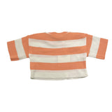 Vicolo Two-Tone Knit T-Shirt With White Striped Pattern For Girls