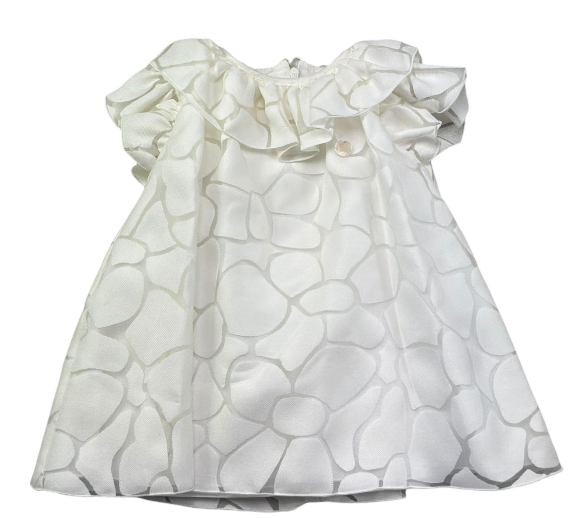 Le Bebe Abito Mezza Manica Tinta Unita con Colletto per Neonata LBG6386 BIANCO LE BEBE 