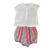 Yoedu Two-Tone Shirt-Short Set White/Pink for Baby Girl