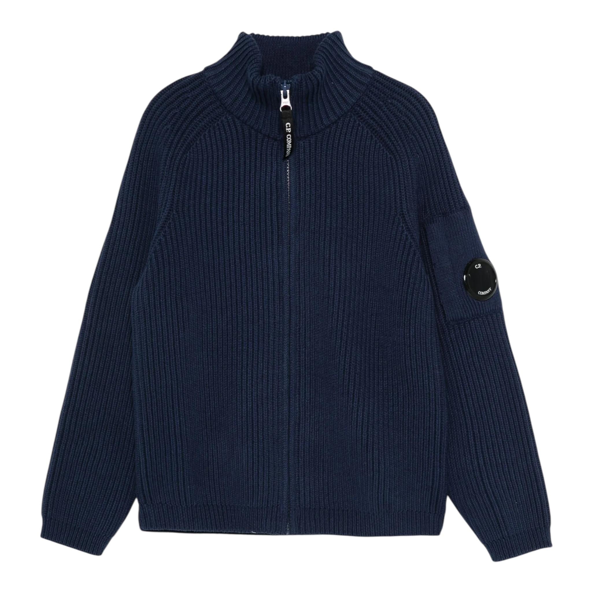 C.P. Company Maglia Tinta Unita Collo Alto con Zip per Bambino CMW004 BLU C.P. COMPANY 