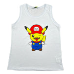 Mousse Canotta Tinta Unita con Stampa per Bambino PIKAMARIOX BIANCO MOUSSE 