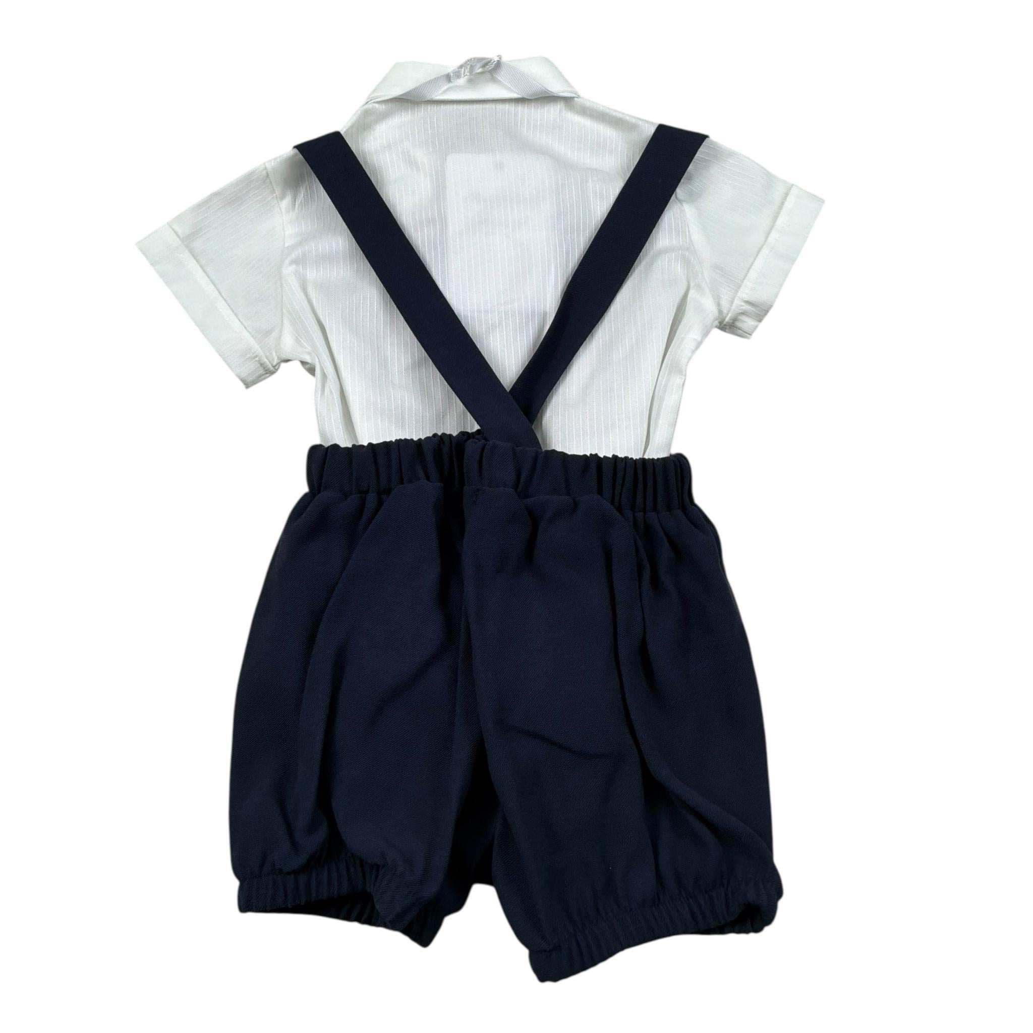 Barcellino Completo 3 Pezzi Camicia-Salopette-Papillon per Neonato 120703 BIANCO/BLU BARCELLINO 