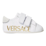 Versace Sneakers Solid Color With Rips And White Logo Print For Newborns