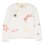 STELLA McCARTNEY maglia girocollo tinta unita con ricami in contrasto Panna per Bambina TT9A40 PANNA STELLA McCARTNEY 