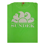 Sundek Solid Color Crew Neck T-Shirt With Green Print For Boys