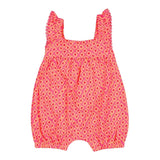Losan Baby Girl Solid Color Romper with Pink Diamond Print Armhole