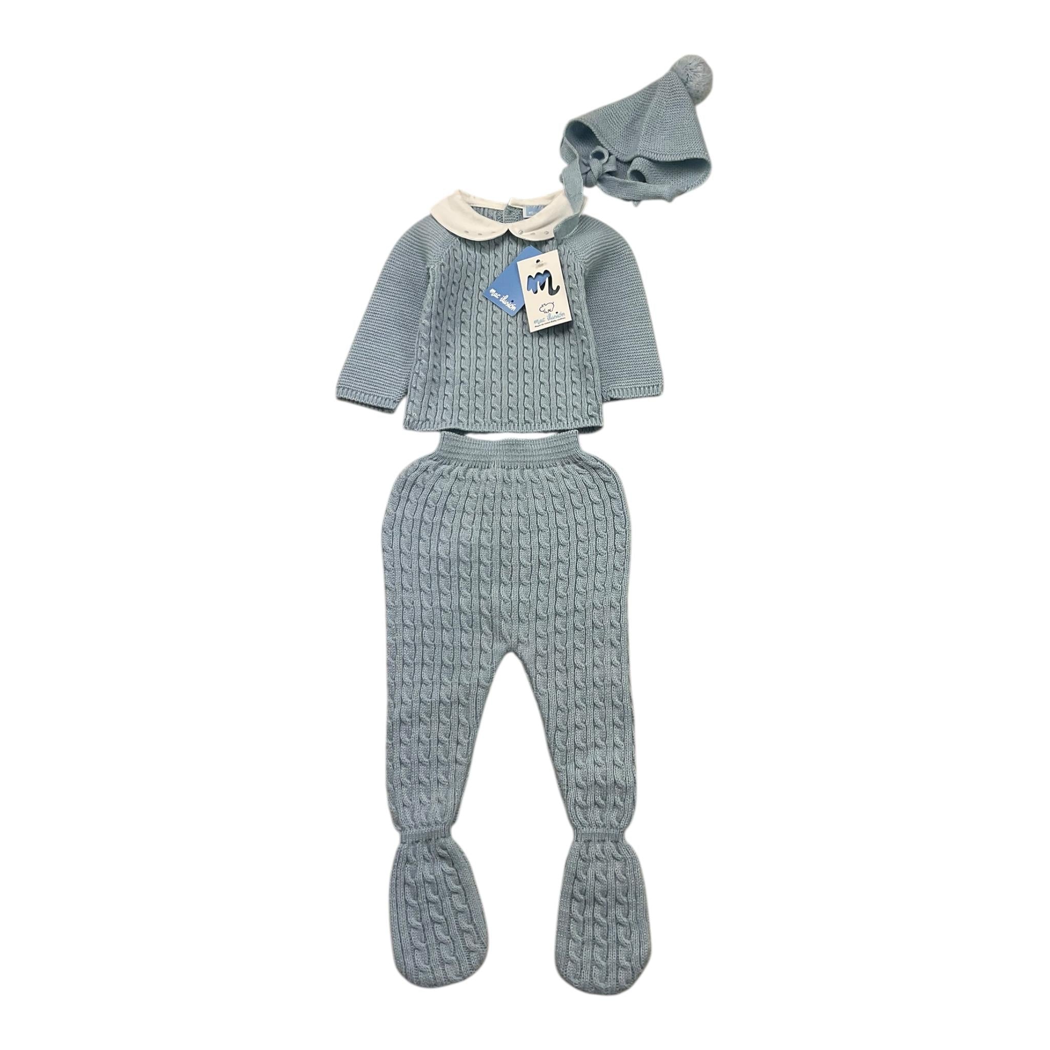 MAC ILUSIO'N completo 3pz tinta unita maglia-ghettina-cappello Azzurro per Neonato 9415 AZZURRO MAC ILUSIO'N 