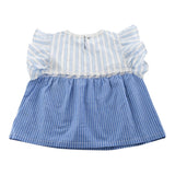 Ermanno Scervino Light Blue Striped Half Sleeve Shirt For Girls