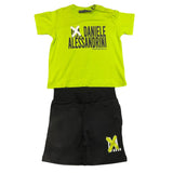 Daniele Alessandrini Complete T-Shirt Solid Color With Print -Bermuda Yellow/Black For Newborn