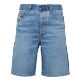 Diesel Bermuda Denim Solid Color Adjustable Waist Light Blue For Boys