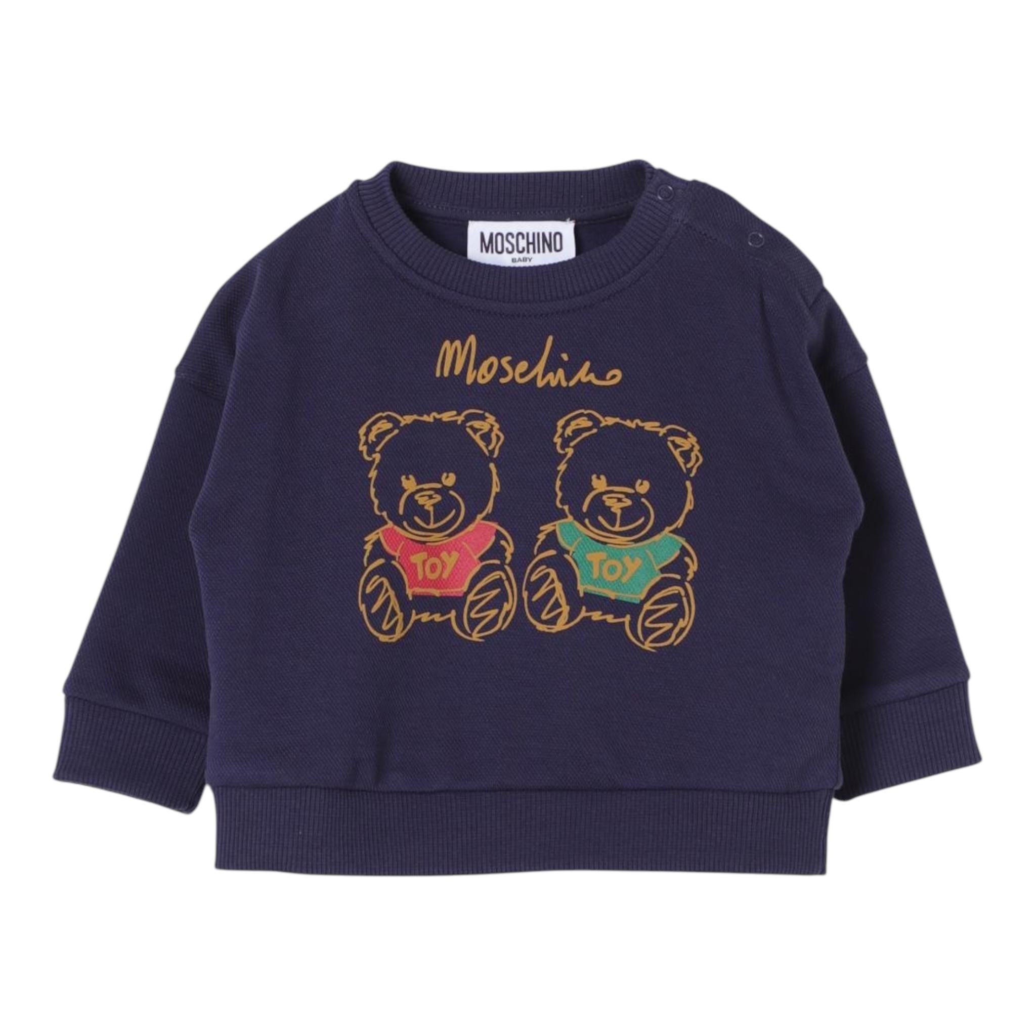 MOSCHINO felpa chiusa girocollo con stampe orsi Blu per Neonato MUF05K BLU MOSCHINO 