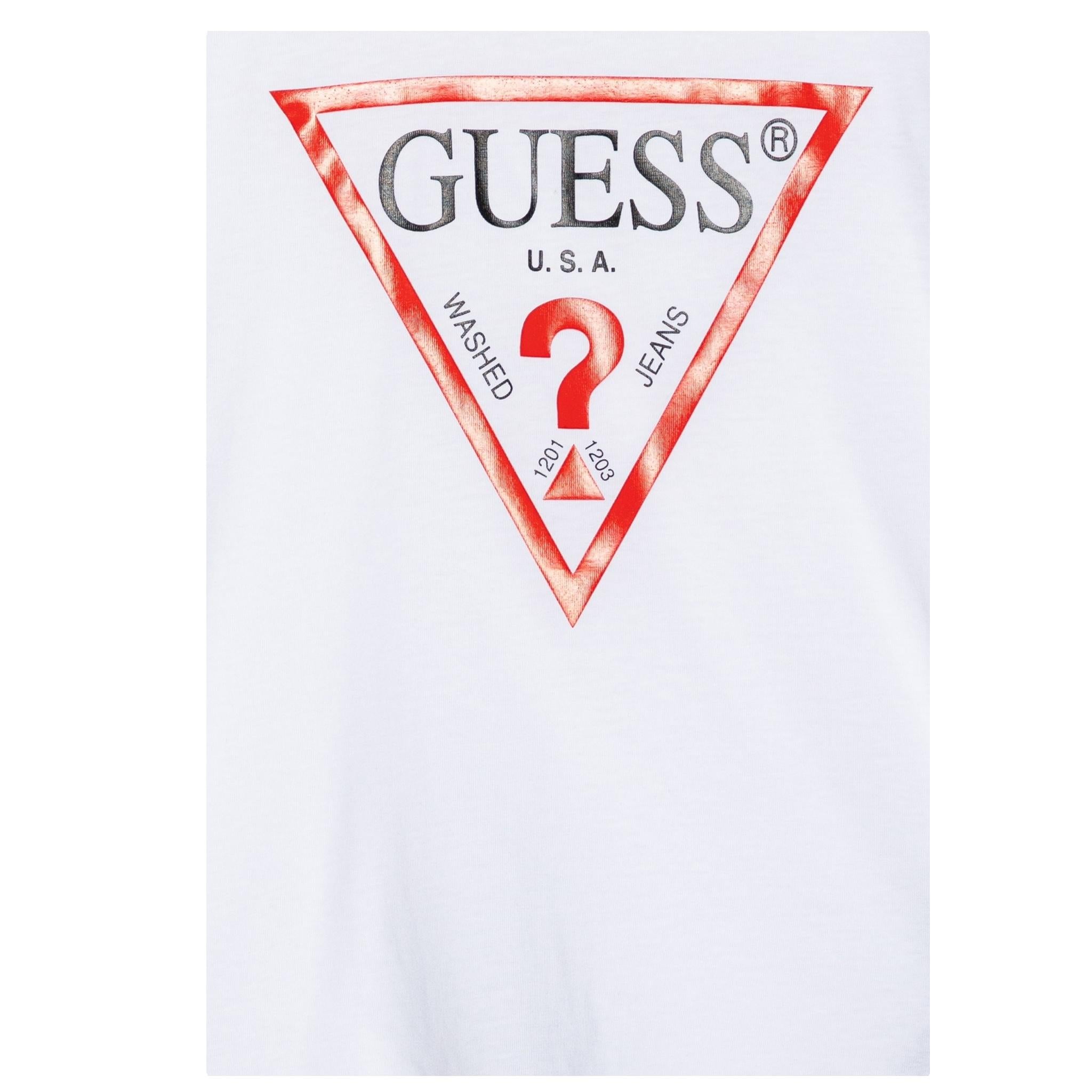 Guess T-Shirt Tinta Unita con Stampa per Bambino N73I55K8HM0X BIANCO GUESS 