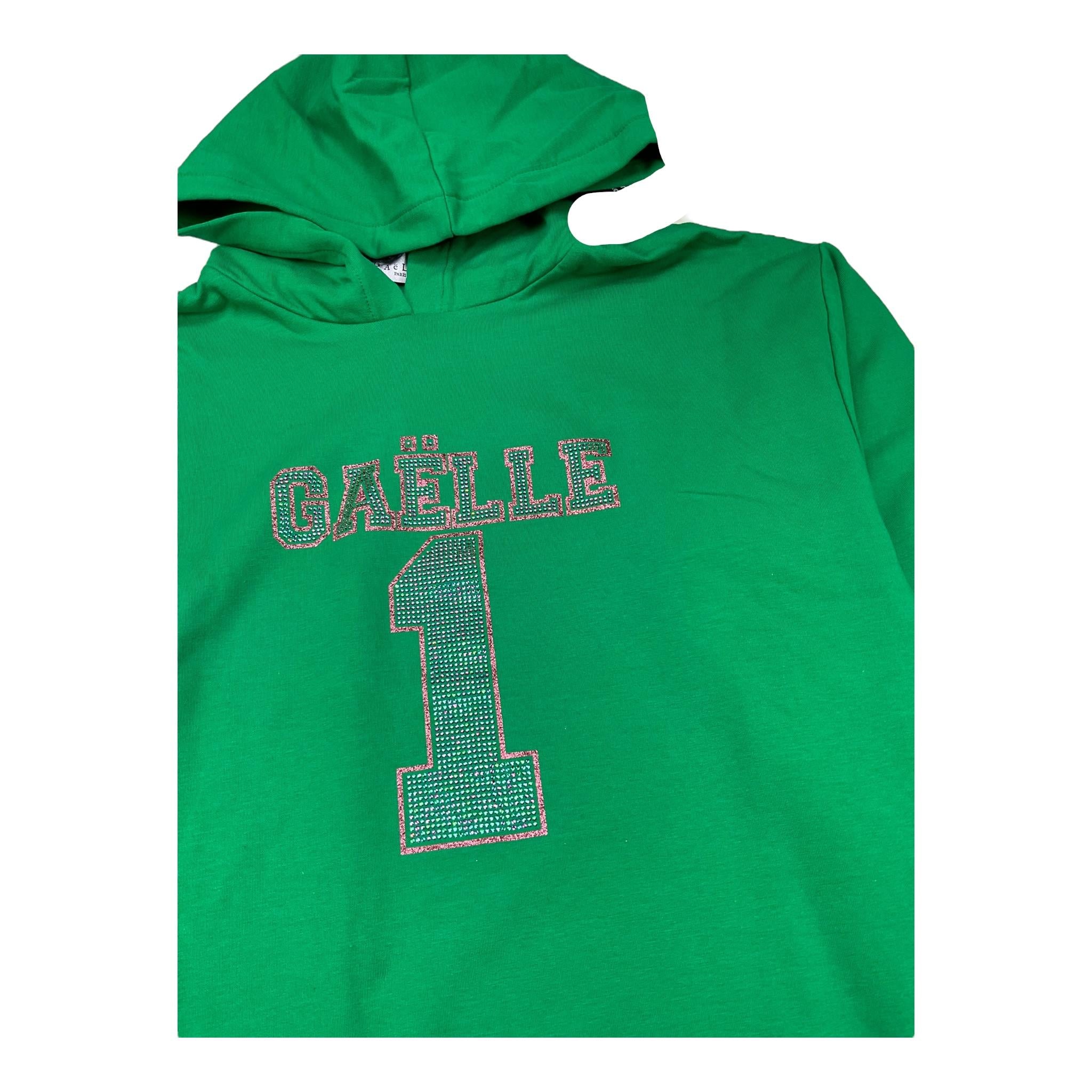 GAELLE abito manica lunga con cappuccio tinta unita con brillantini Verde per Bambina 2741VF00343 VERDE GAELLE 