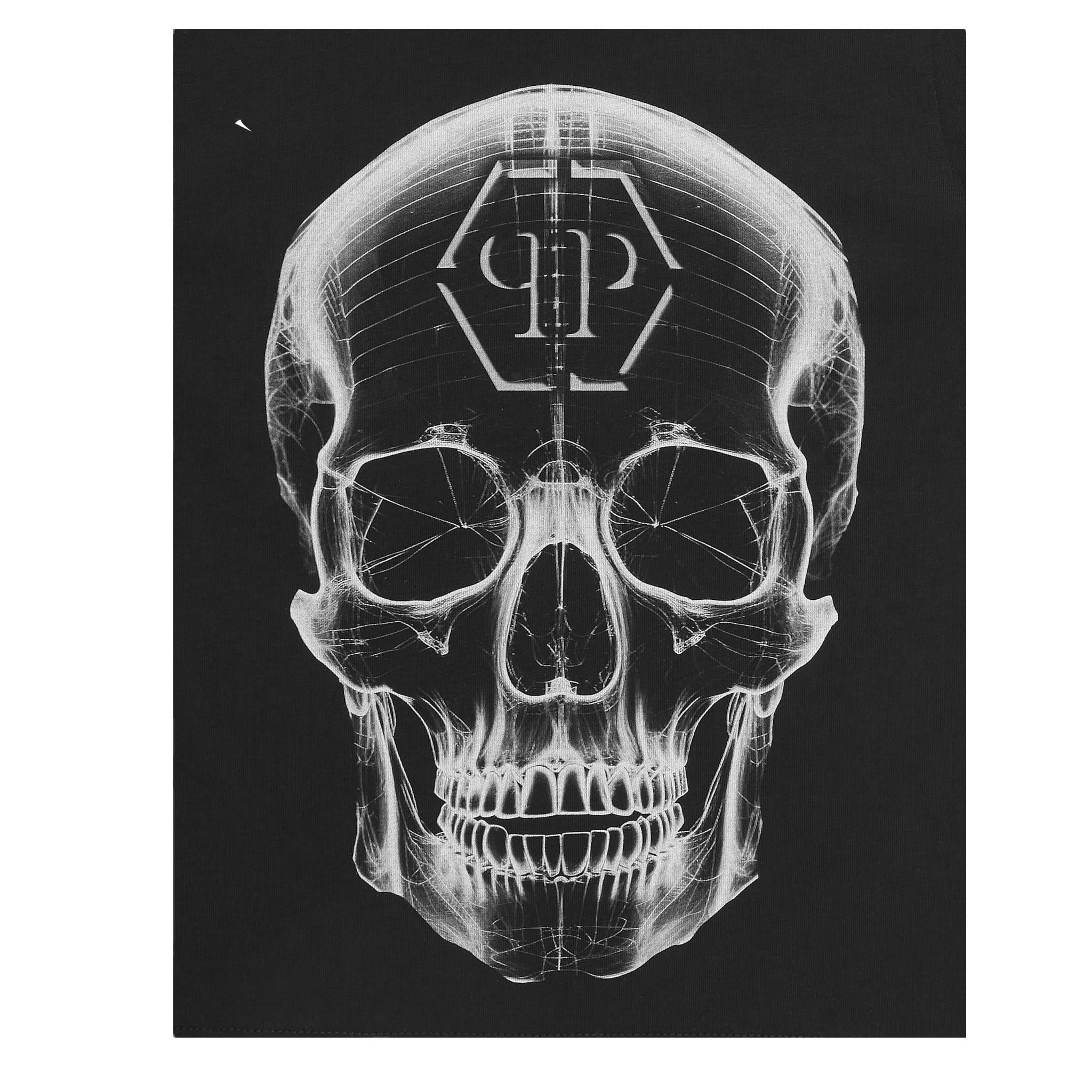 PHILIPPE PLEIN t-shirt girocollo tinta unita con stampa logo Nero per Bambino BTK1269 NERO PHILIPPE PLEIN 