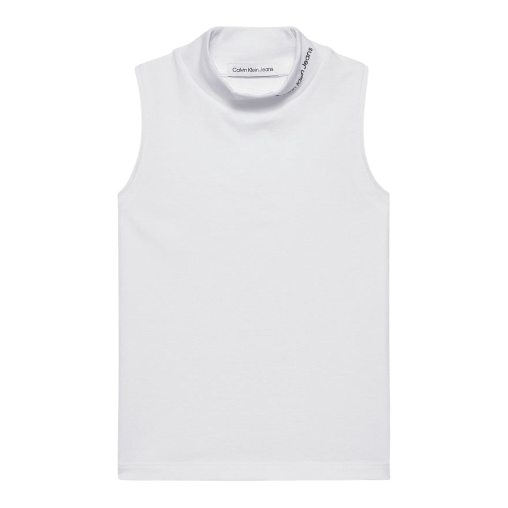 Calvin Klein Canotta Tinta Unita Giromanica con Stampa per Bambina IG0IG02486 BIANCO CALVIN KLEIN 