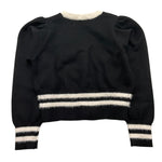 HATE LOVE cardigan tinta unita con righe in contrasto Nero per Bambina OJSW00346 NERO HATE LOVE 