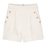 BALMAIN short tinta unita con bottoni in contrasto Panna per Bambina BT6B89 PANNA BALMAIN 