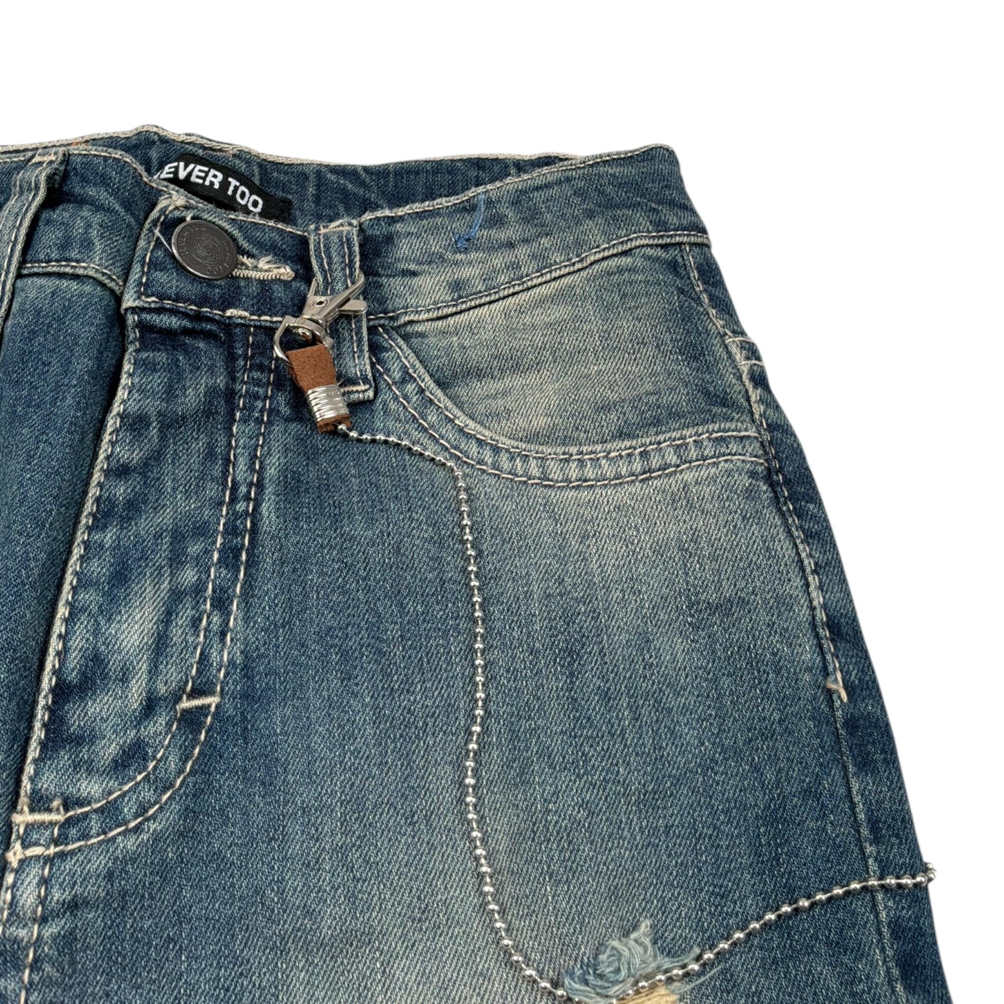 Never Too Jeans tinta unita con Girovita Regolabile Blu per Bambino NT1365B BLU NEVER TOO 