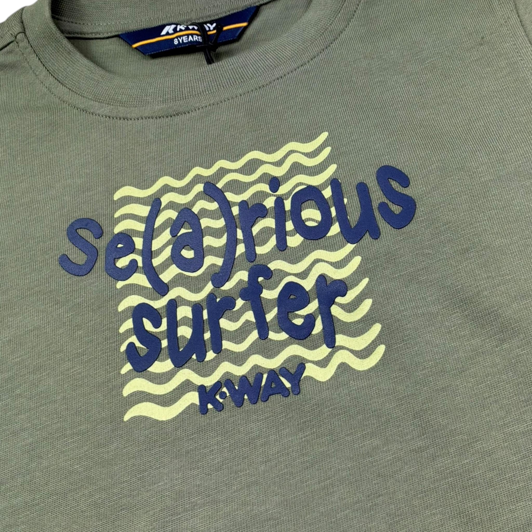 K-Way T-Shirt Girocollo Tinta Unita con Stampa per Bambino K1161YW VERDE K-WAY 