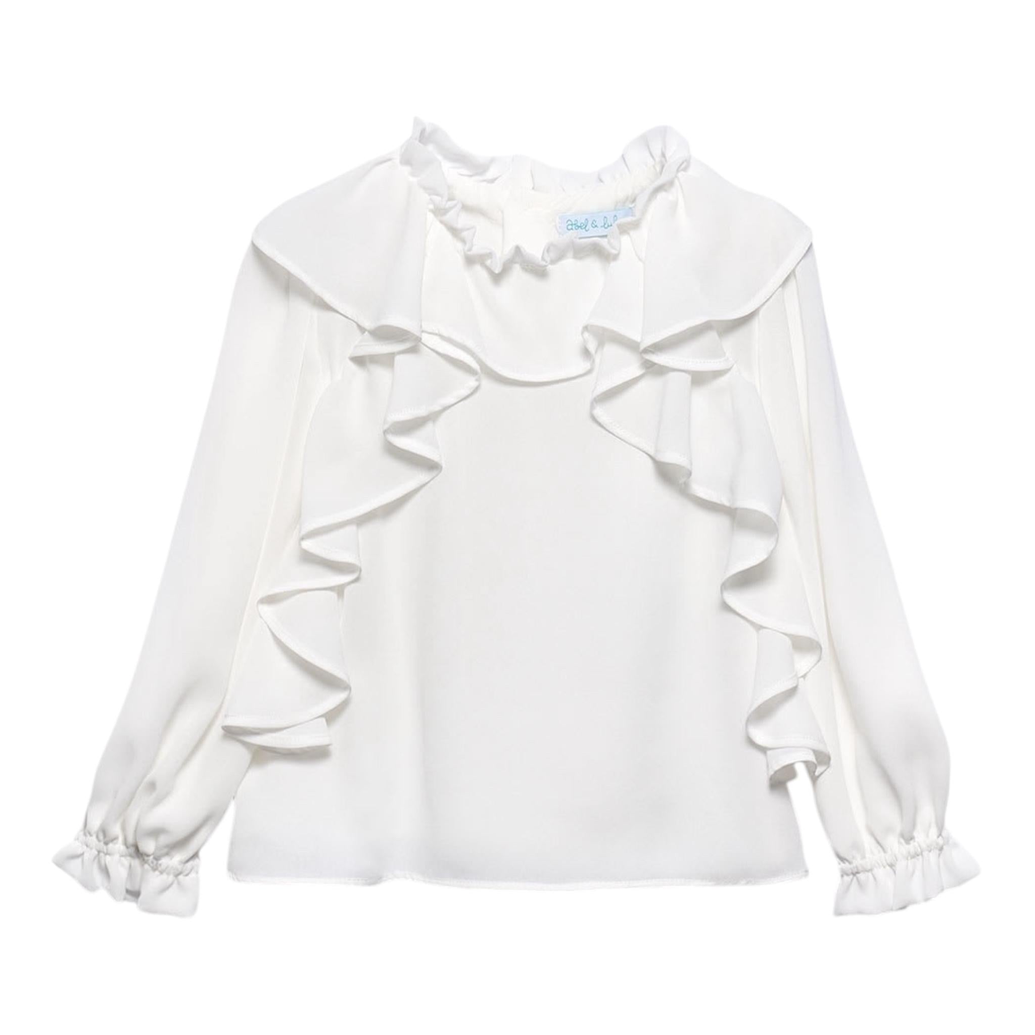 ABEL & LULA camicia manica lunga tinta unita con rouches Bianco per Bambina 5677 BIANCO ABEL & LULA 