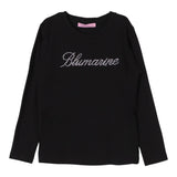 MISS BLUMARINE shirt girocollo tinta unita con stampa brillantinata Nero per Bambina IF4097 NERO MISS BLUMARINE 