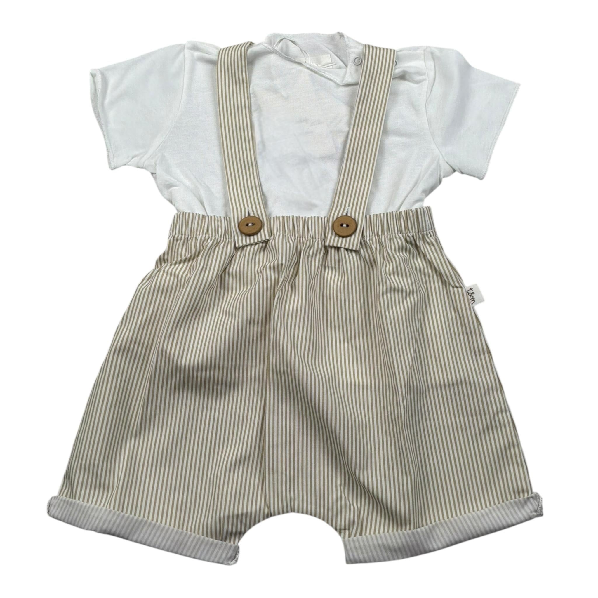 Teddy E Minou Completo 2 Pezzi T-Shirt-Salopette per Neonato E15CP066C4134 BIANCO/BEIGE TEDDY E MINOU 