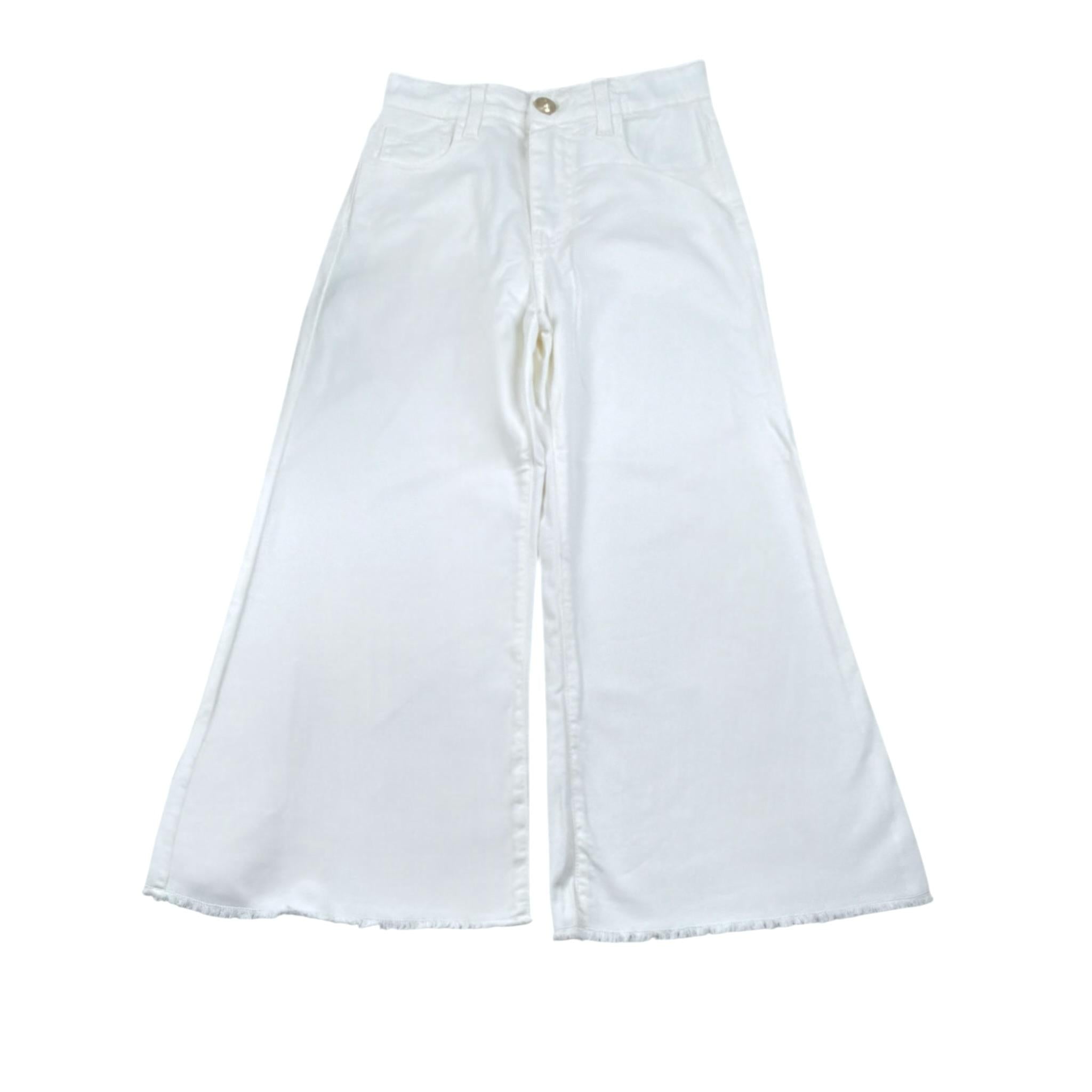 Please Pantalone Tinta Unita Modello A Palazzo per Bambina PHR8132G73 BIANCO PLEASE 