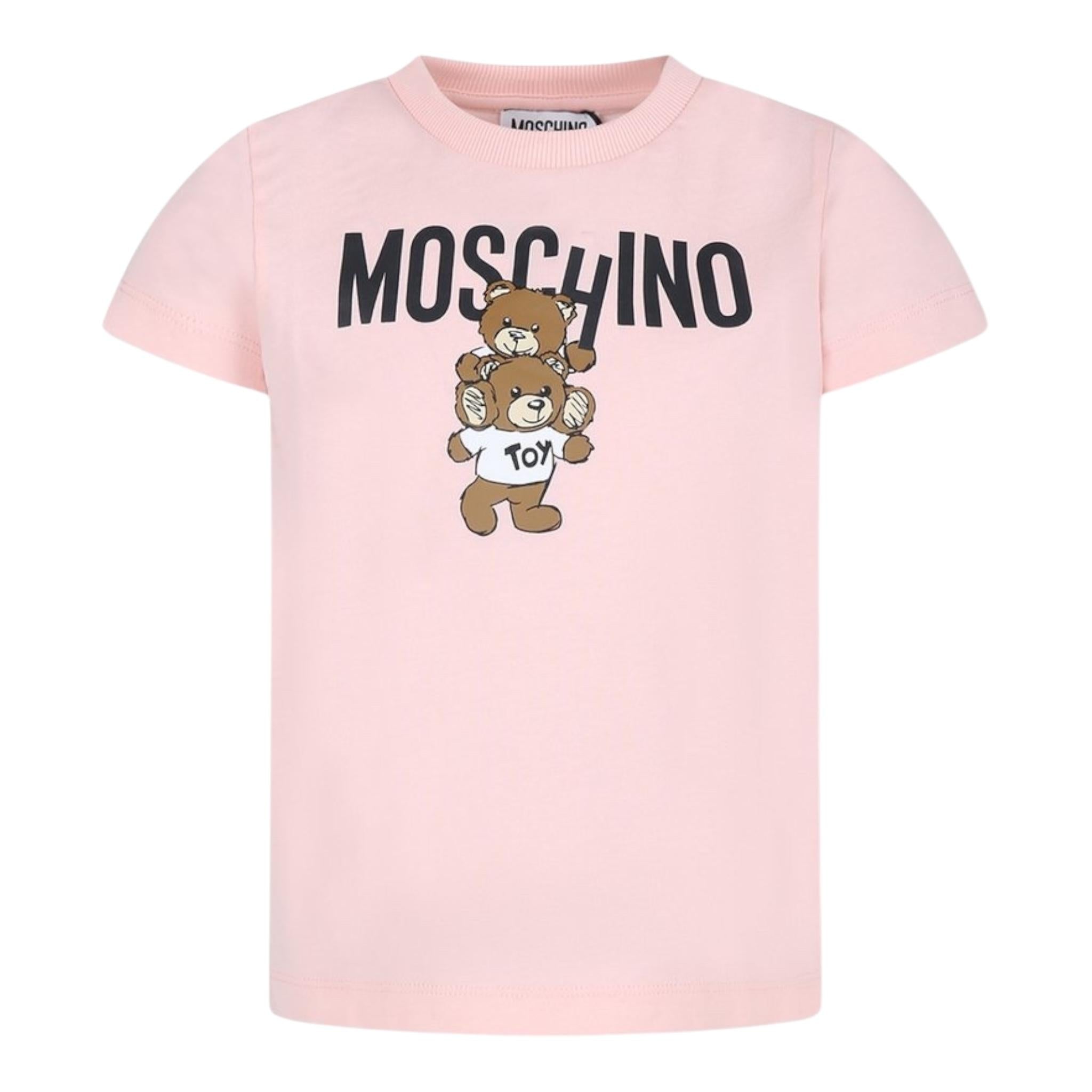 MOSCHINO t-shirt tinta unita con stampa Rosa per Bambina HVM04K ROSA MOSCHINO 