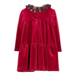 MONNALISA abito tinta unita in velluto Rosso per Neonata 31D913 ROSSO MONNALISA 