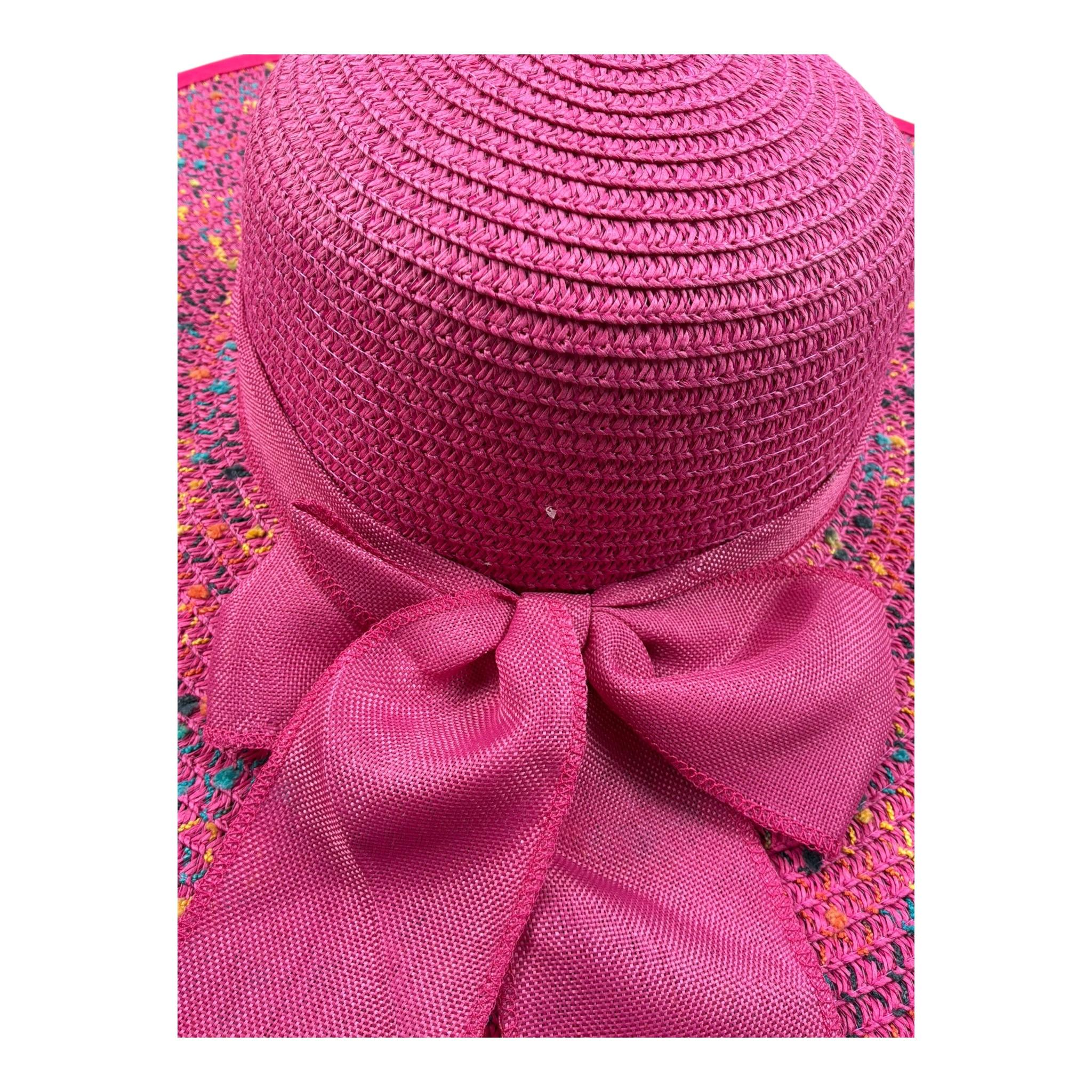 Fun & Fun Cappello In Paglia Tinta Unita con Fiocco per Bambina FNJAC12218 FUXIA FUN & FUN 